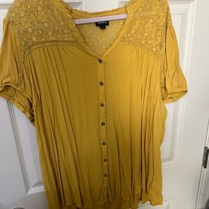 Torrid Mustard Blouse with Lace Detail size 4X